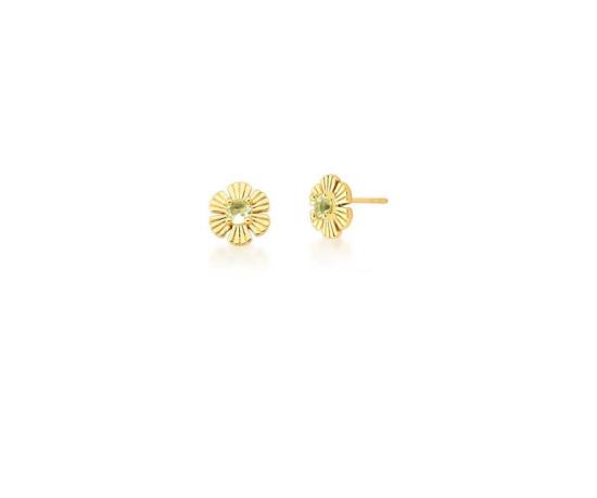 Brinco flor pedra verde