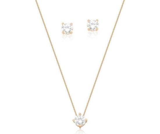 Conjunto brinco e colar ponto de Luz