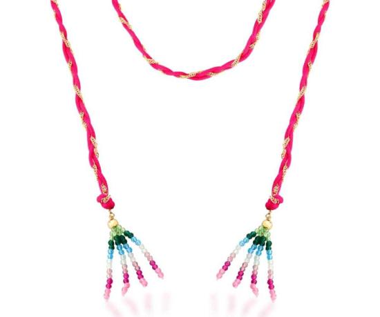 Colar rosa trançado Branado a ouro