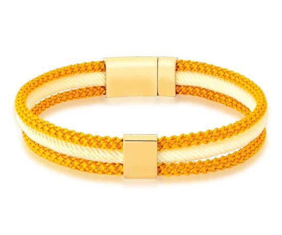 Pulseira aço unisex bege com laranja