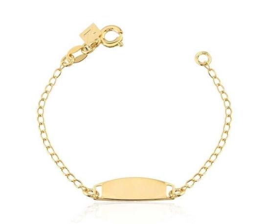 Pulseira plaquinha Infantil gravação do Nome Banhada a ouro