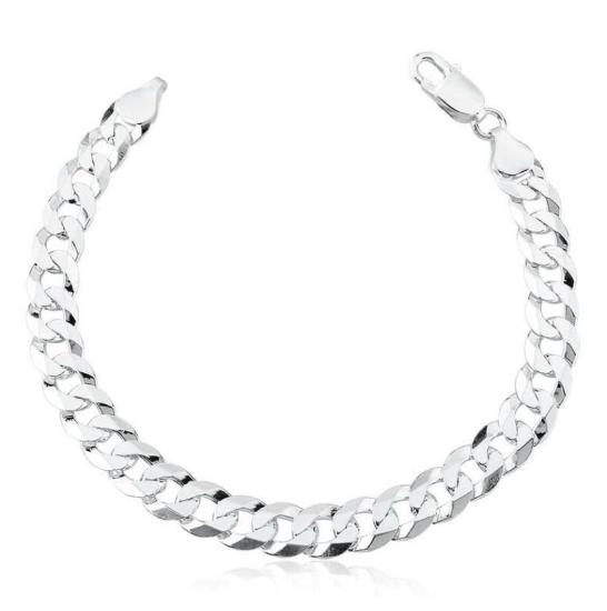 Pulseira malha groumet grossa Prata 925