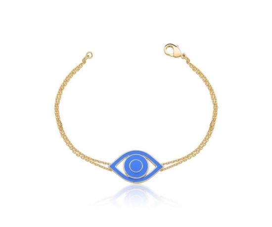 Pulseira corrente dupla olho grego azul